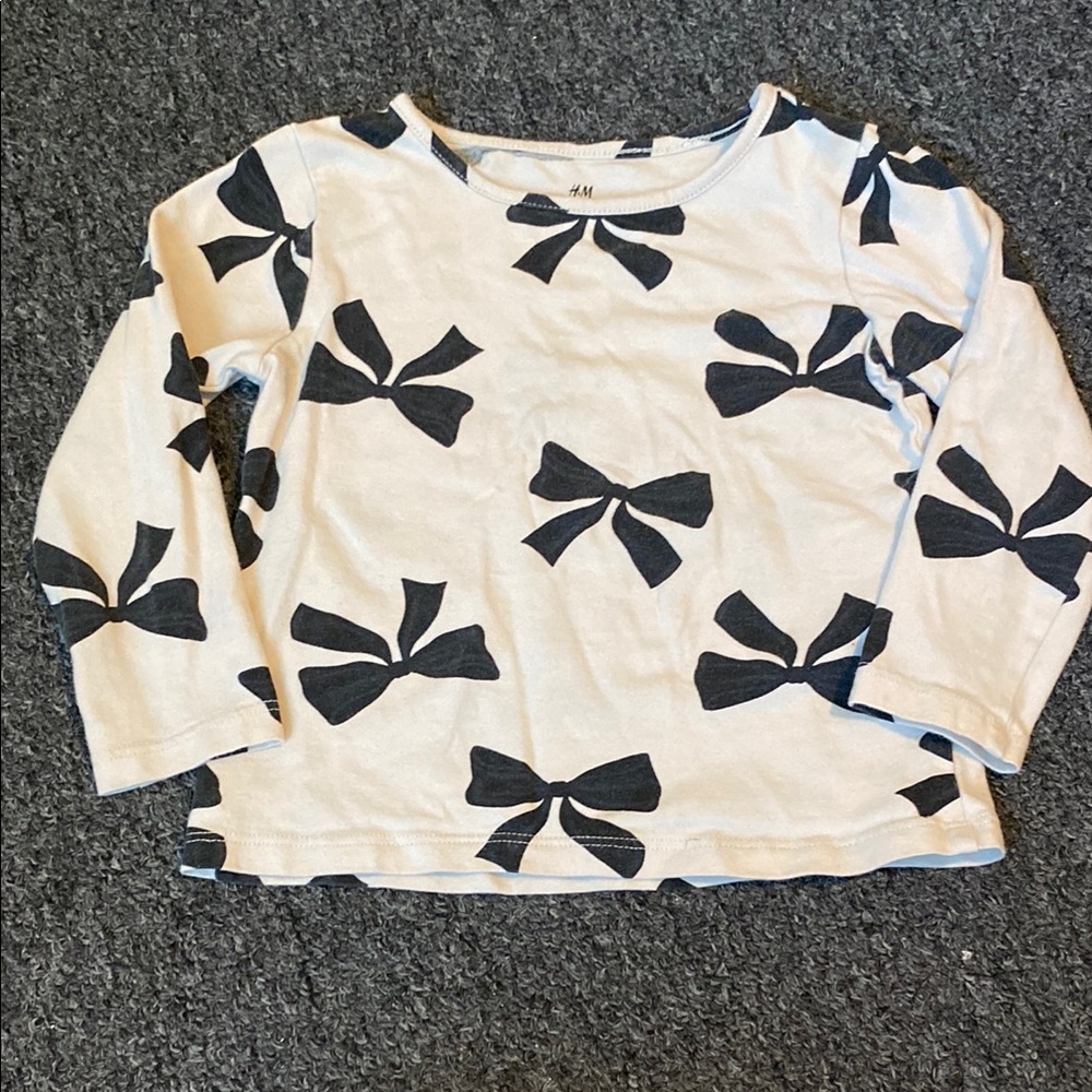 H&M Kids Long Sleeve Top with Black Bow Pattern